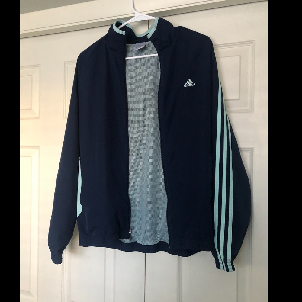 Light Blue and Navy Adidas Windbreaker